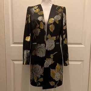 Tahari Metallic Rose Floral Print Jacket
